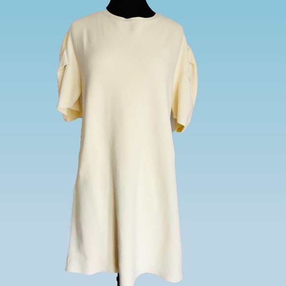 Zara Creamy White Knit Dress with Funky Sleeves - Picture 7 of 8